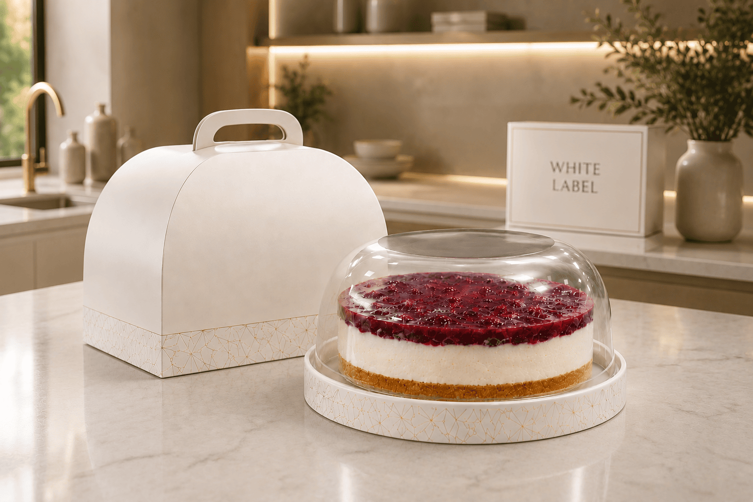 Private label cake in a branded box