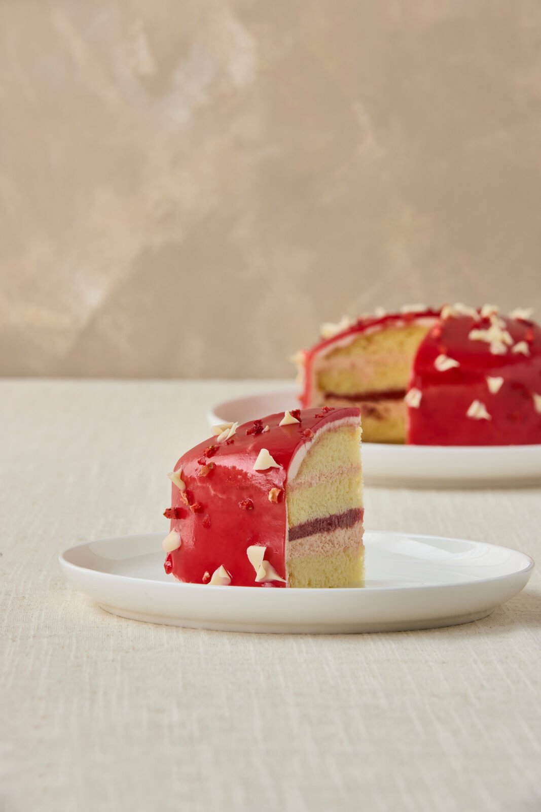 Slice of red berry cake