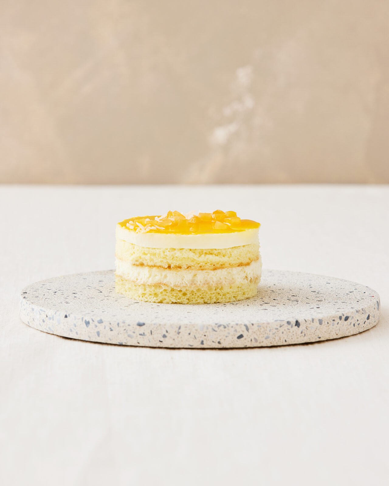 Slice of vanilla layer cake